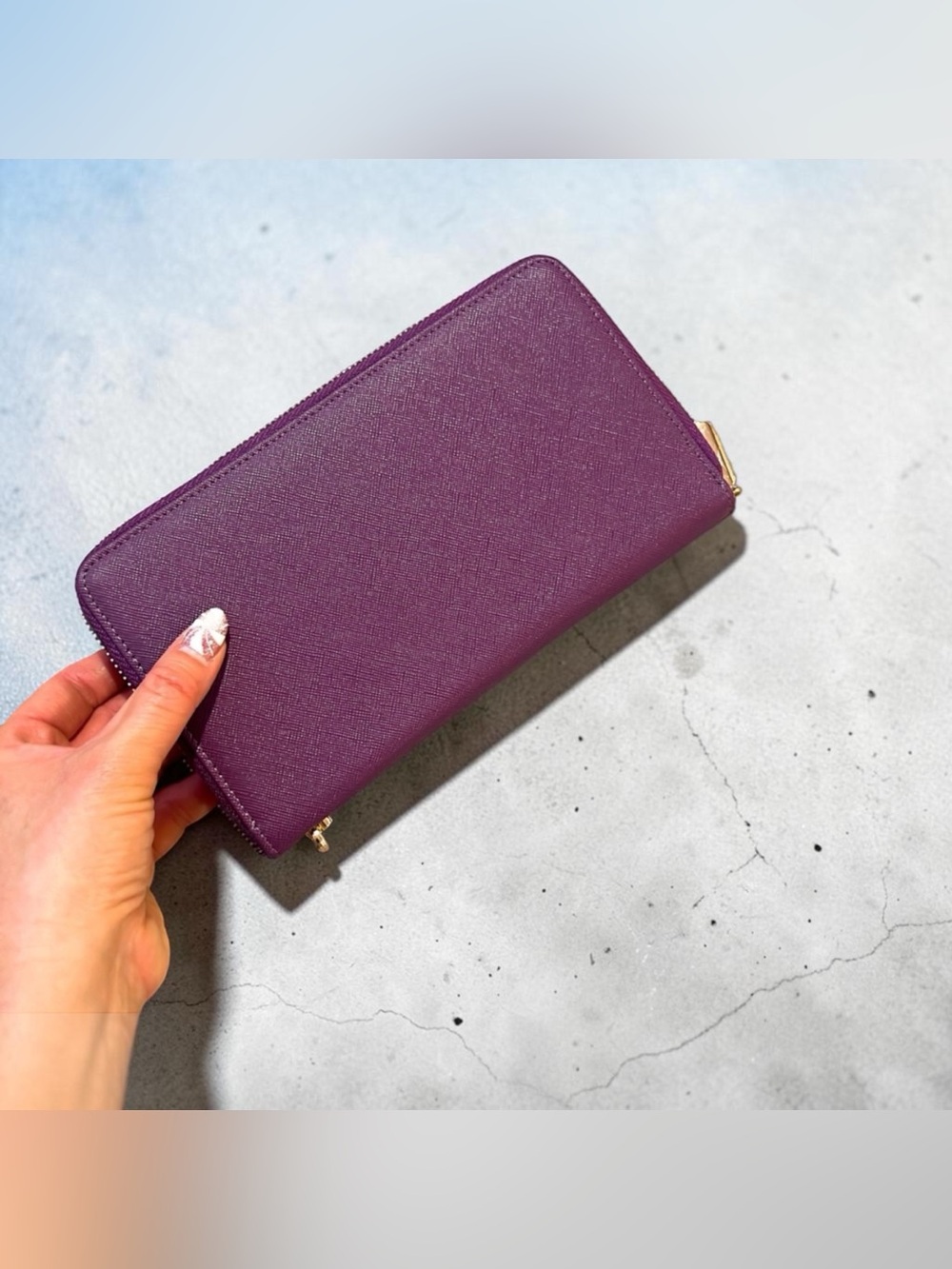 NEW!Chelmon Purple & Gold Zip Around Wallet with Wrist Strap Lots of Card Slots